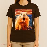 Funny Groundhog Day The Scream Painting T-Shirt thumb 4