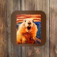 Funny Groundhog Day The Scream Painting Coaster thumb 0
