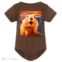 Funny Groundhog Day The Scream Painting Baby Bodysuit thumb 0