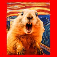 Funny Groundhog Day The Scream Painting Santa Hat thumb 1