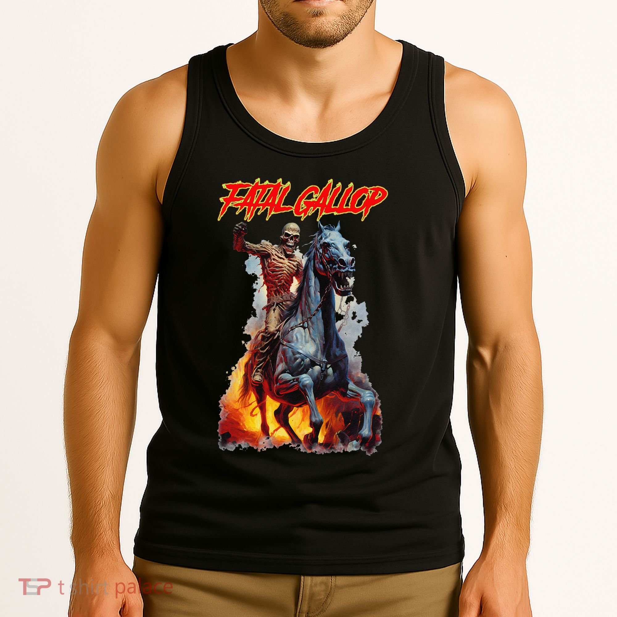 Fatal Gallop Diabolic Fear Black Horror Evil Monster Terror Tank Top