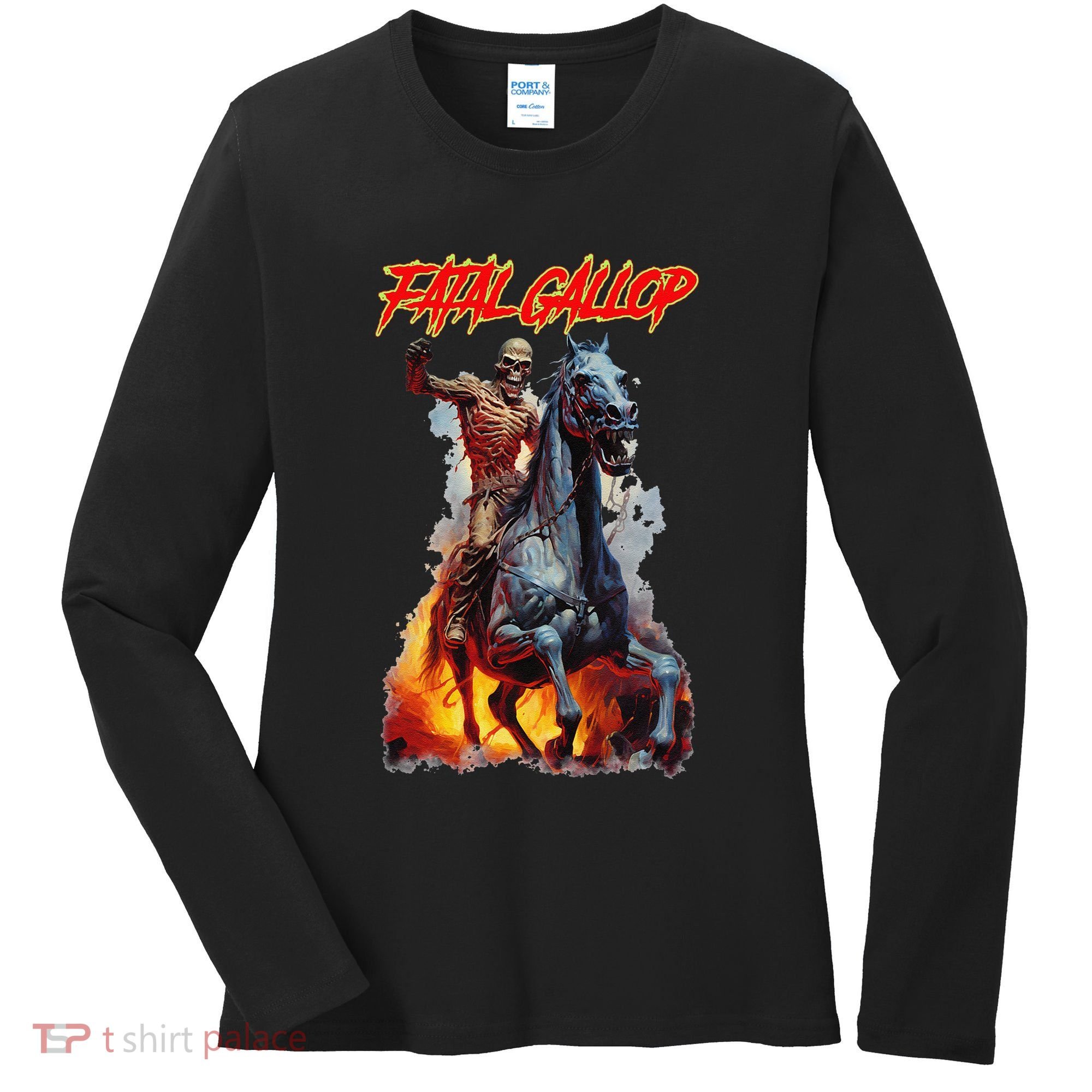 Fatal Gallop Diabolic Fear Black Horror Evil Monster Terror Women's Long Sleeve Shirt