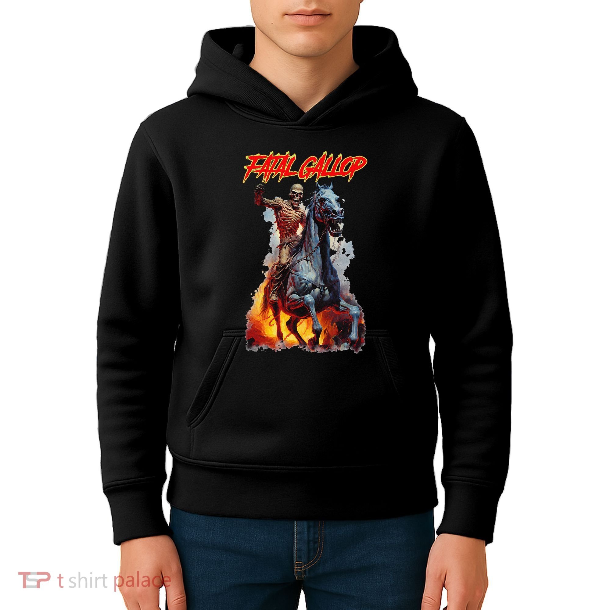 Fatal Gallop Diabolic Fear Black Horror Evil Monster Terror Kids Hoodie