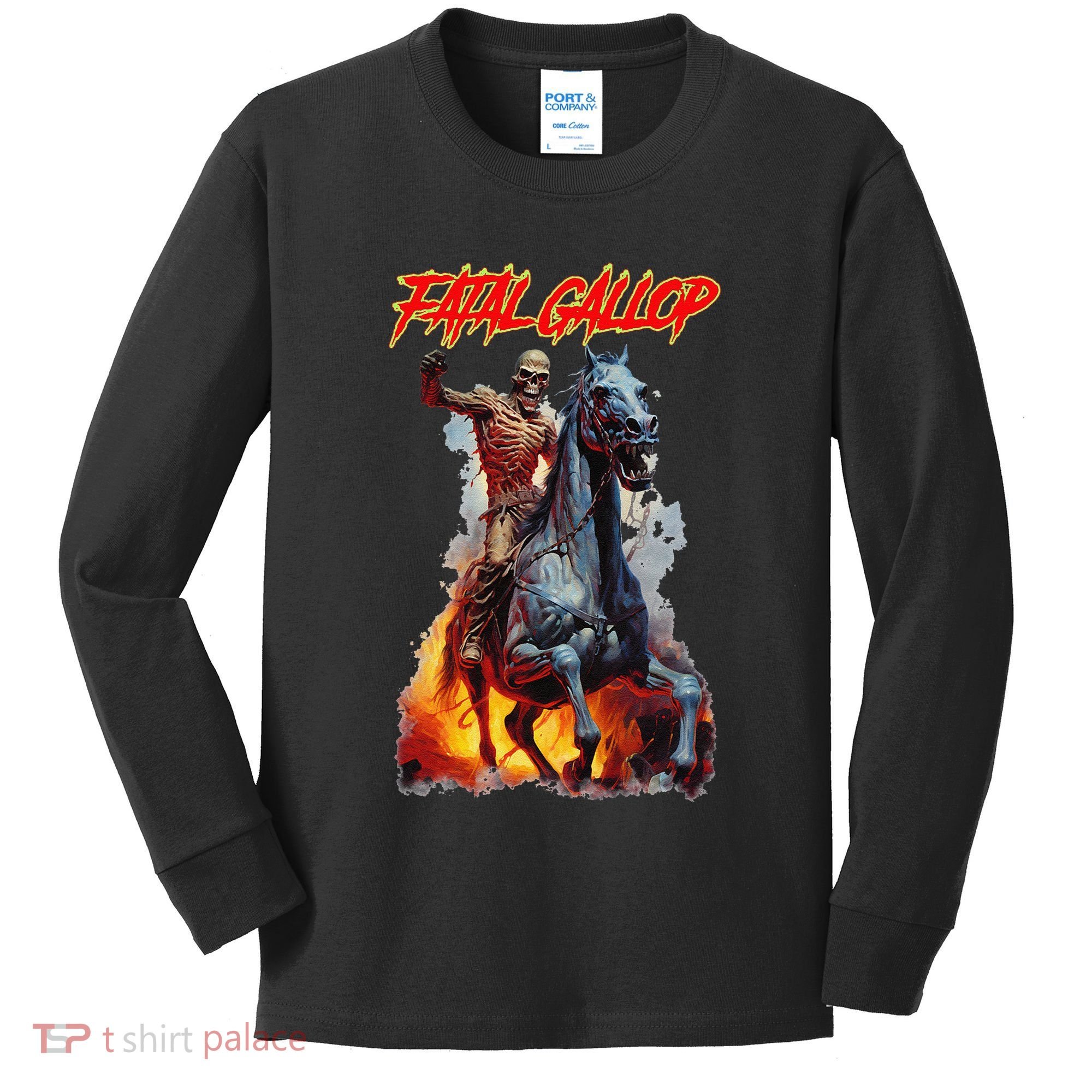 Fatal Gallop Diabolic Fear Black Horror Evil Monster Terror Kids Long Sleeve Shirt