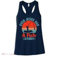 Fishing Gifts Even Jesus Had A Fish Story Funny Women's Tank Top thumb 0