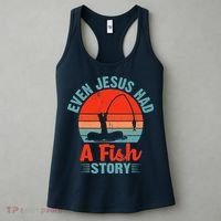 Fishing Gifts Even Jesus Had A Fish Story Funny Women's Tank Top thumb 3