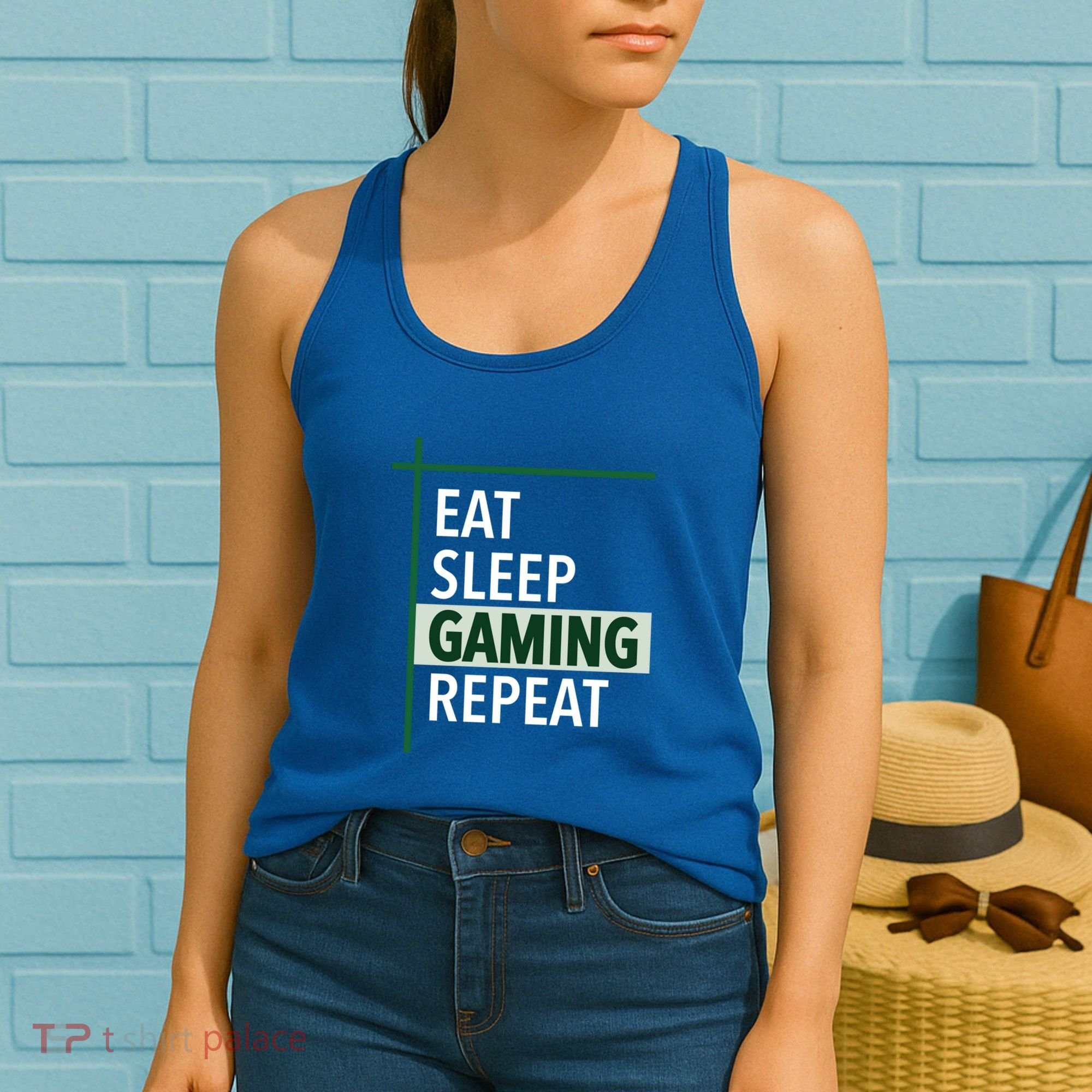 Funny Gamer Eat Sleep Anime Gaming Repeat Meaningful Gift Women's Tank Top