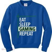 Funny Gamer Eat Sleep Anime Gaming Repeat Meaningful Gift Kids Sweatshirt thumb 0