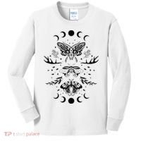 Fairy Grunge Fairycore Aesthetic Goth Luna Moth Butterfly Kids Long Sleeve Shirt thumb 0