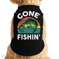 Funny Gone Fishing Bass Fish Doggie Tank thumb 0