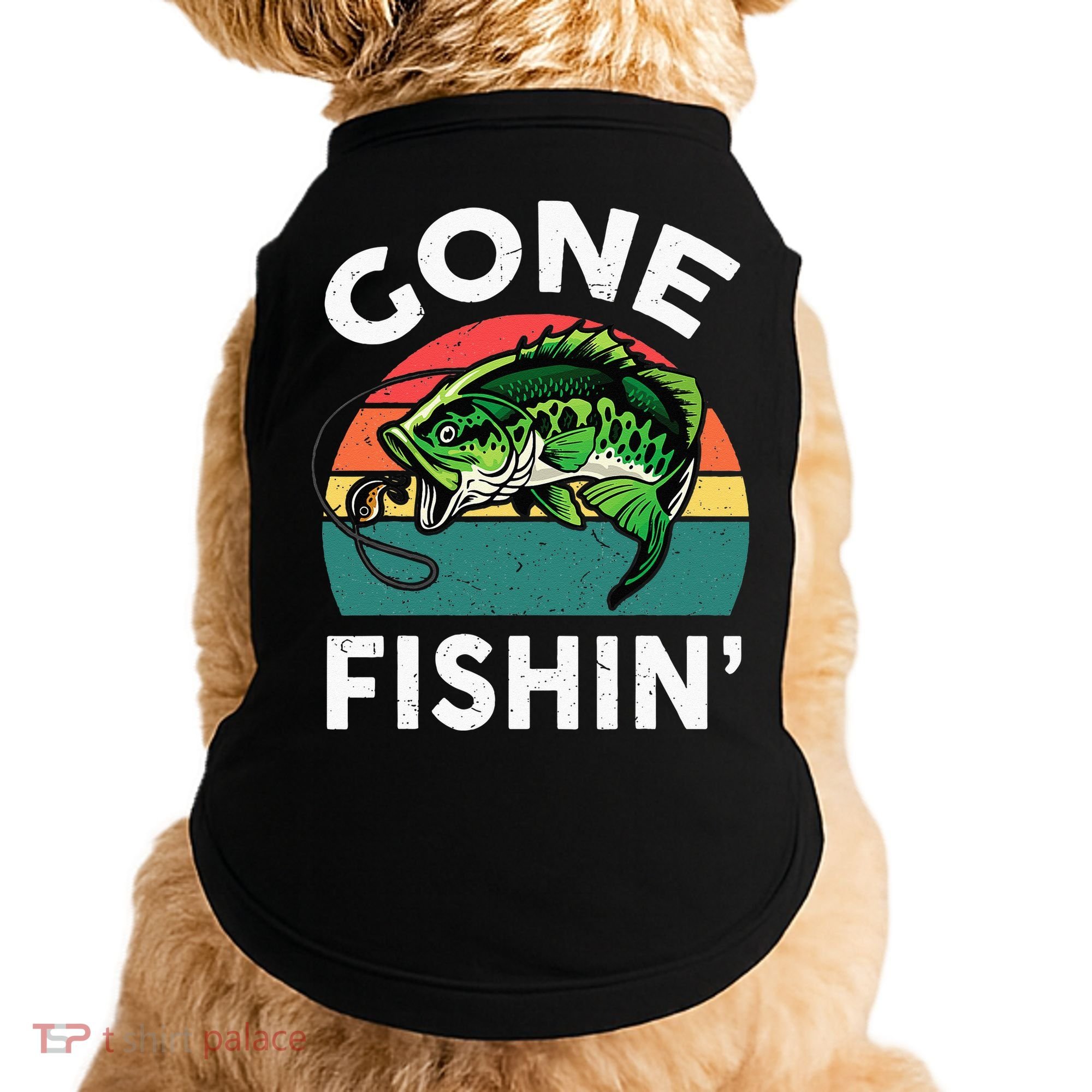 Funny Gone Fishing Bass Fish Doggie Tank
