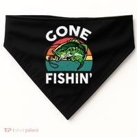 Funny Gone Fishing Bass Fish USA-Made Doggie Bandana thumb 0
