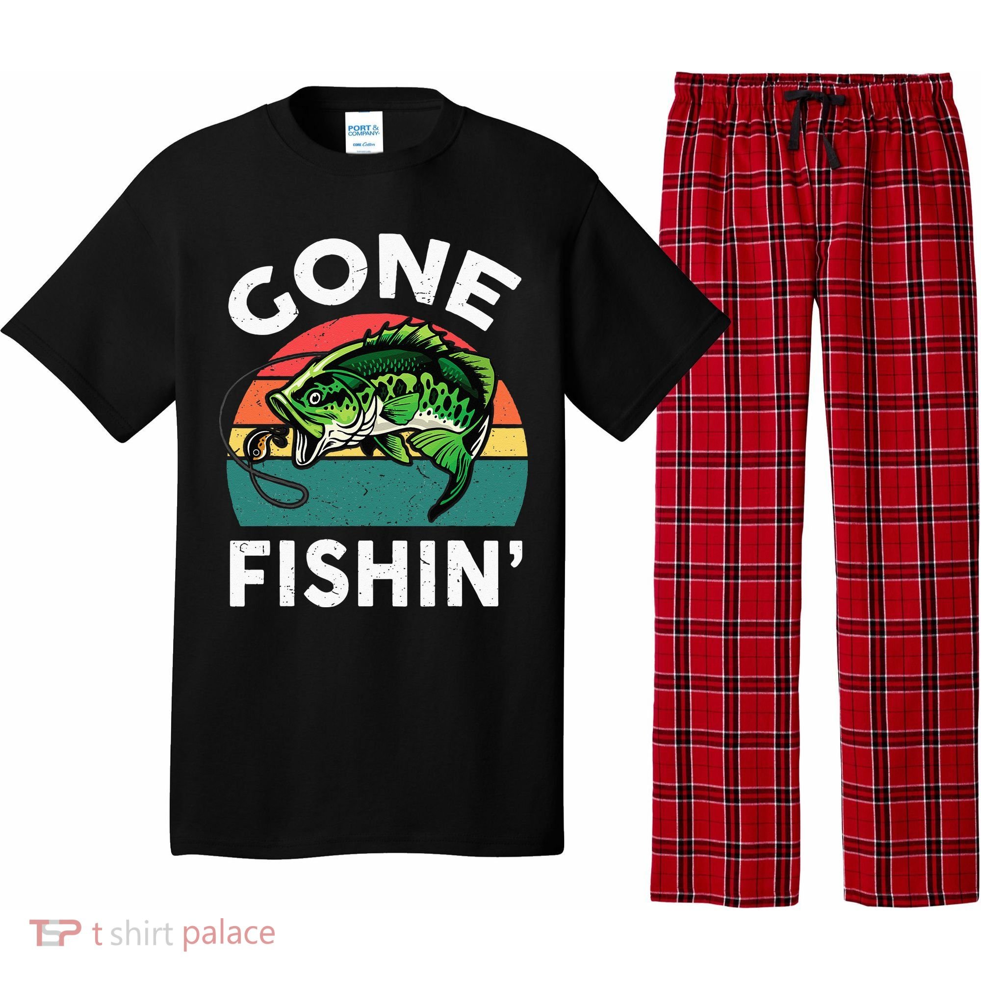 Funny Gone Fishing Bass Fish Pajama Set