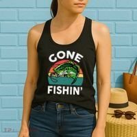 Funny Gone Fishing Bass Fish Women's Tank Top thumb 2
