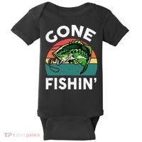 Funny Gone Fishing Bass Fish Baby Bodysuit thumb 0