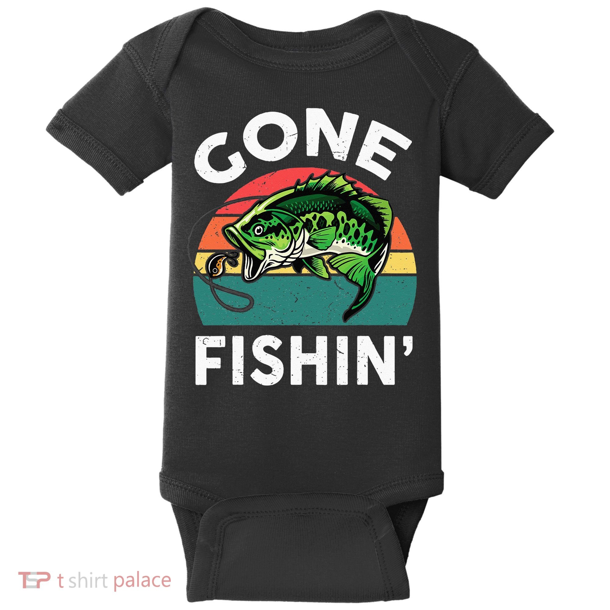 Funny Gone Fishing Bass Fish Baby Bodysuit