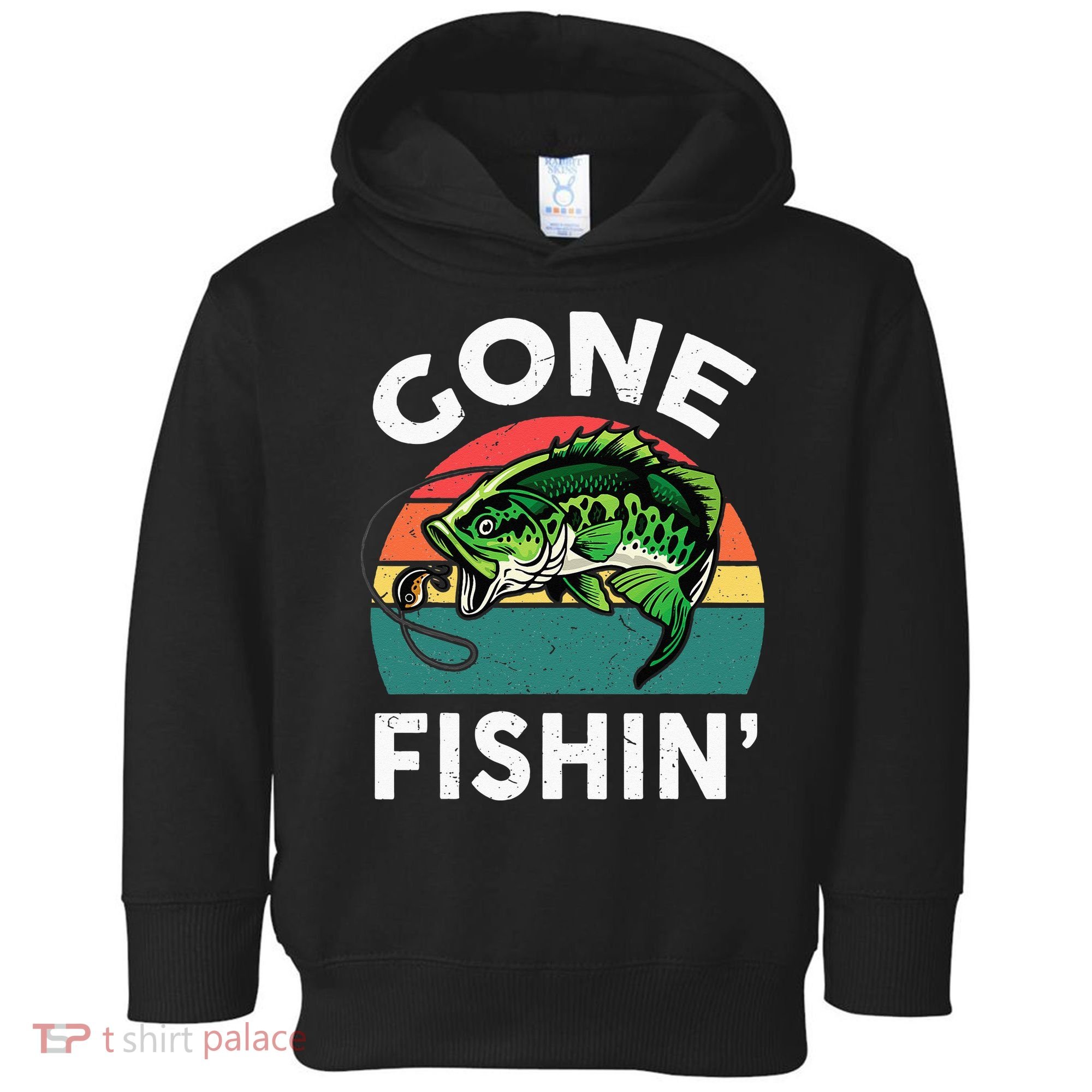 Funny Gone Fishing Bass Fish Toddler Hoodie
