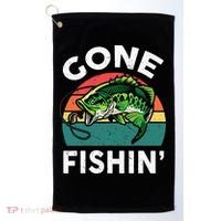 Funny Gone Fishing Bass Fish Golf Towel thumb 0