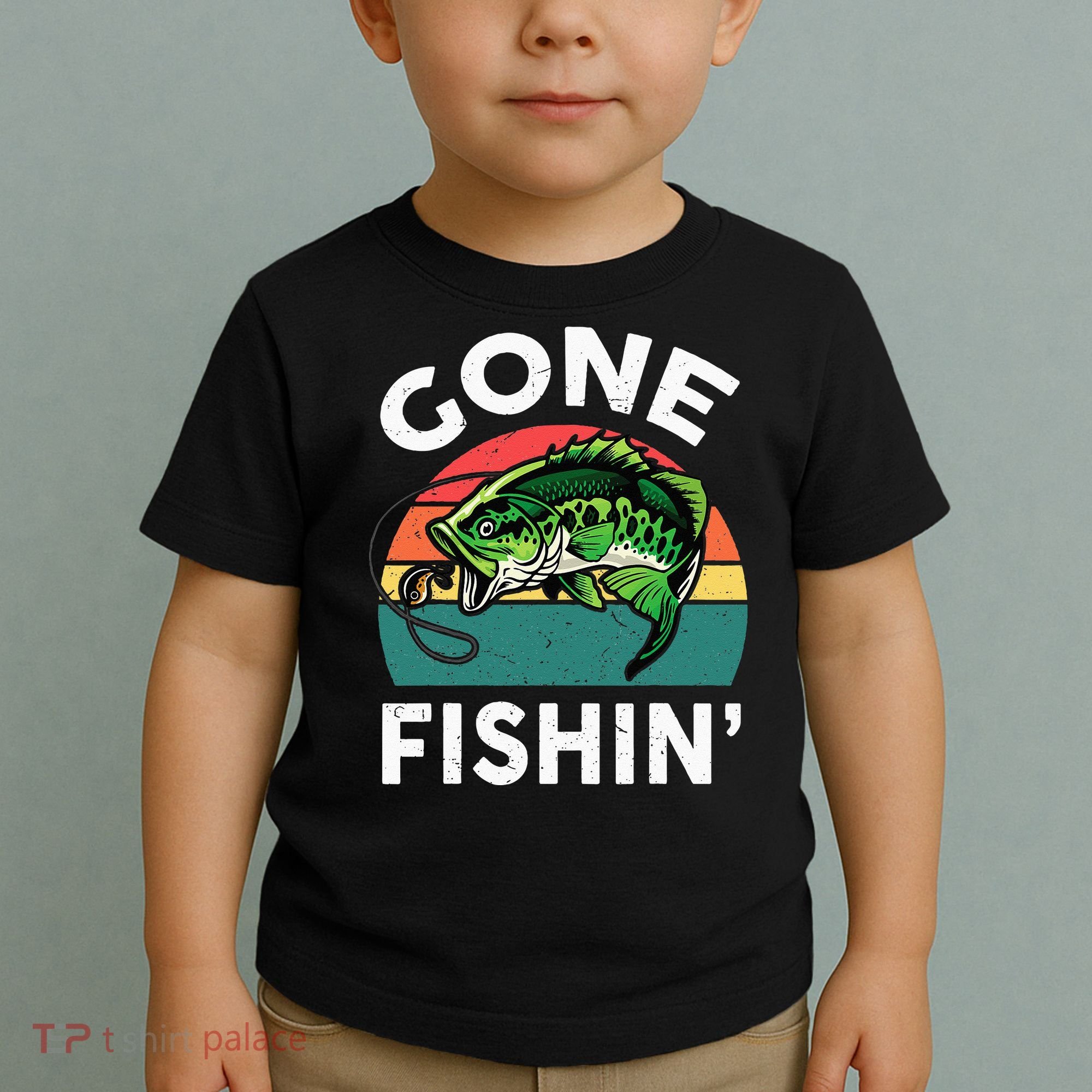 Funny Gone Fishing Bass Fish Toddler T-Shirt