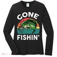 Funny Gone Fishing Bass Fish Women's Long Sleeve Shirt thumb 0