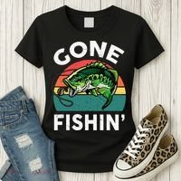 Funny Gone Fishing Bass Fish Women's T-Shirt thumb 3