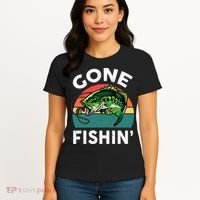 Funny Gone Fishing Bass Fish Women's T-Shirt thumb 4