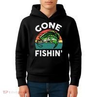 Funny Gone Fishing Bass Fish Kids Hoodie thumb 4
