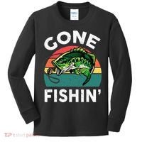 Funny Gone Fishing Bass Fish Kids Long Sleeve Shirt thumb 0