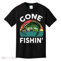 Funny Gone Fishing Bass Fish Kids T-Shirt thumb 0