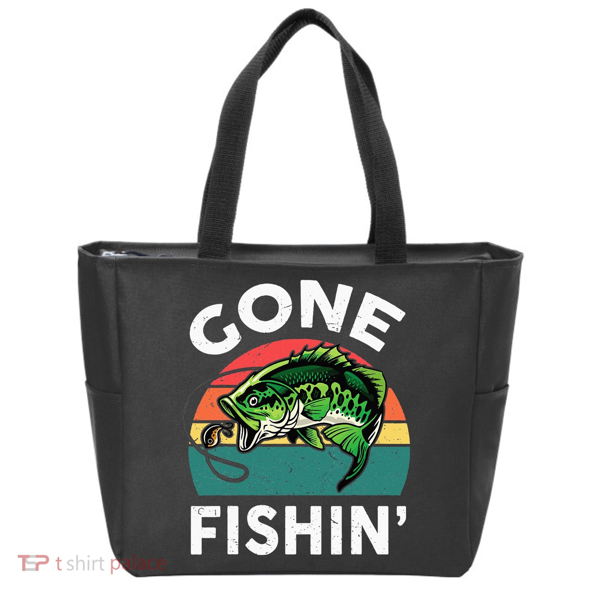 Funny Gone Fishing Bass Fish Tote Bag