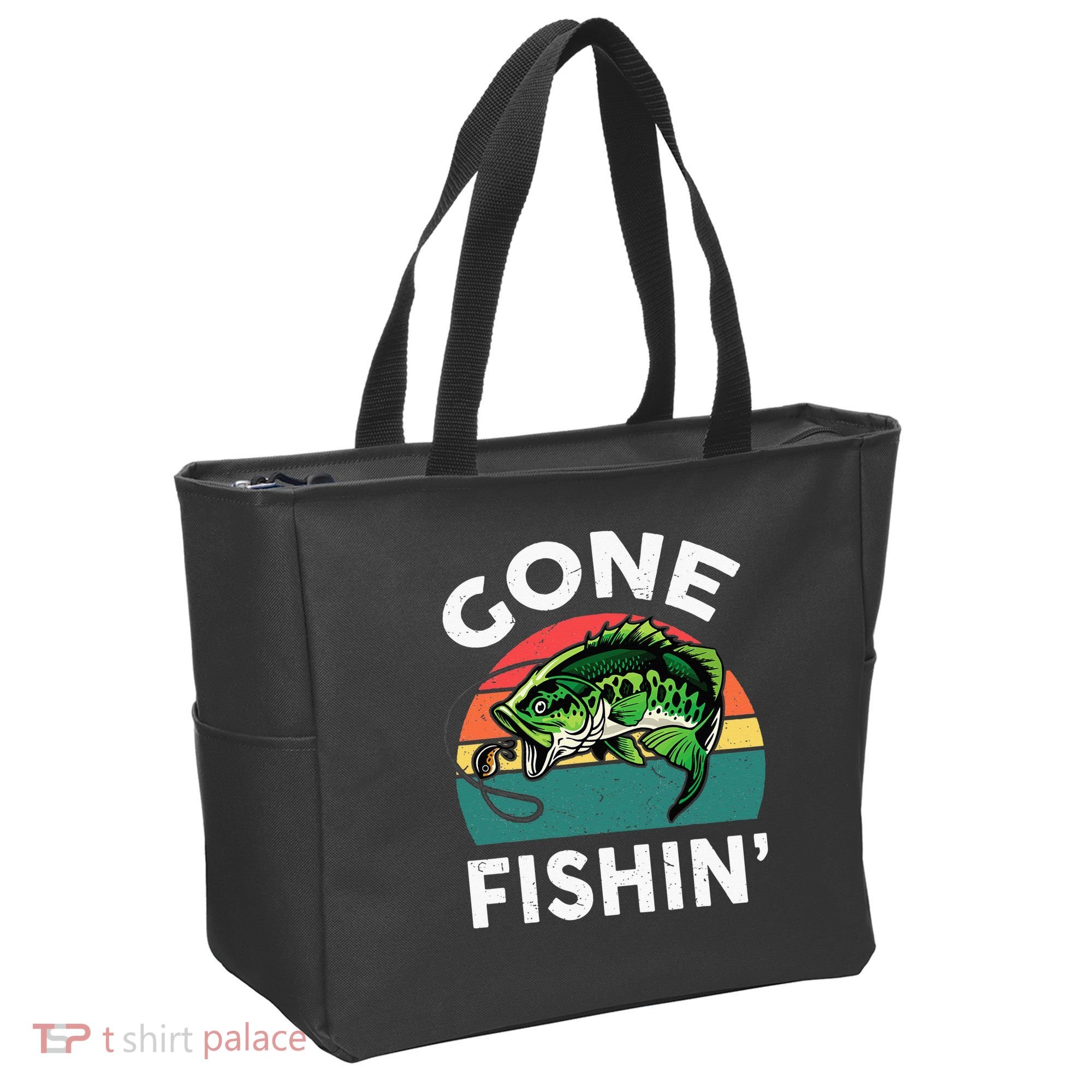 Funny Gone Fishing Bass Fish Tote Bag