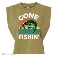 Funny Gone Fishing Bass Fish Garment-Dyed Women's Muscle Tee thumb 0
