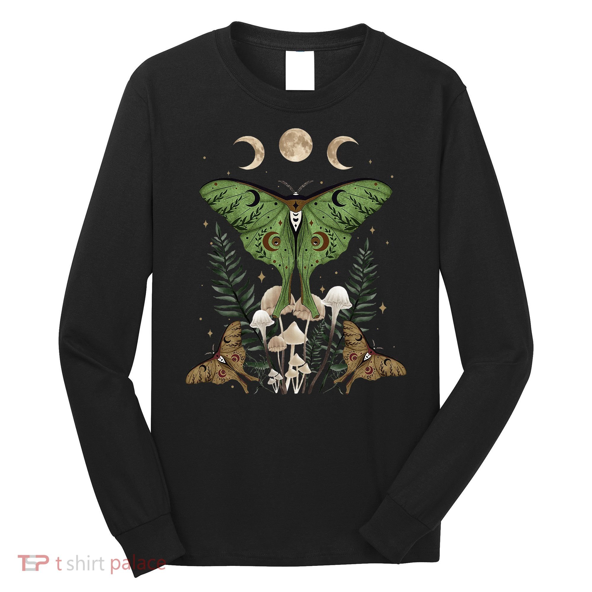 Fairy Grunge Fairycore Aesthetic Goth Luna Moth Mushroom Long Sleeve Shirt