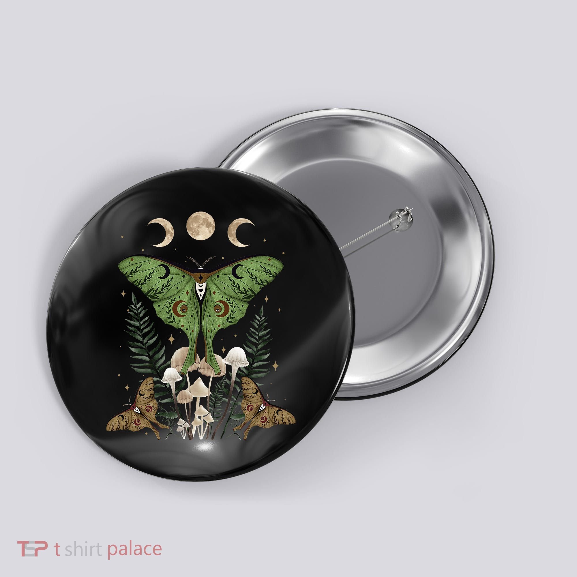 Fairy Grunge Fairycore Aesthetic Goth Luna Moth Mushroom Button