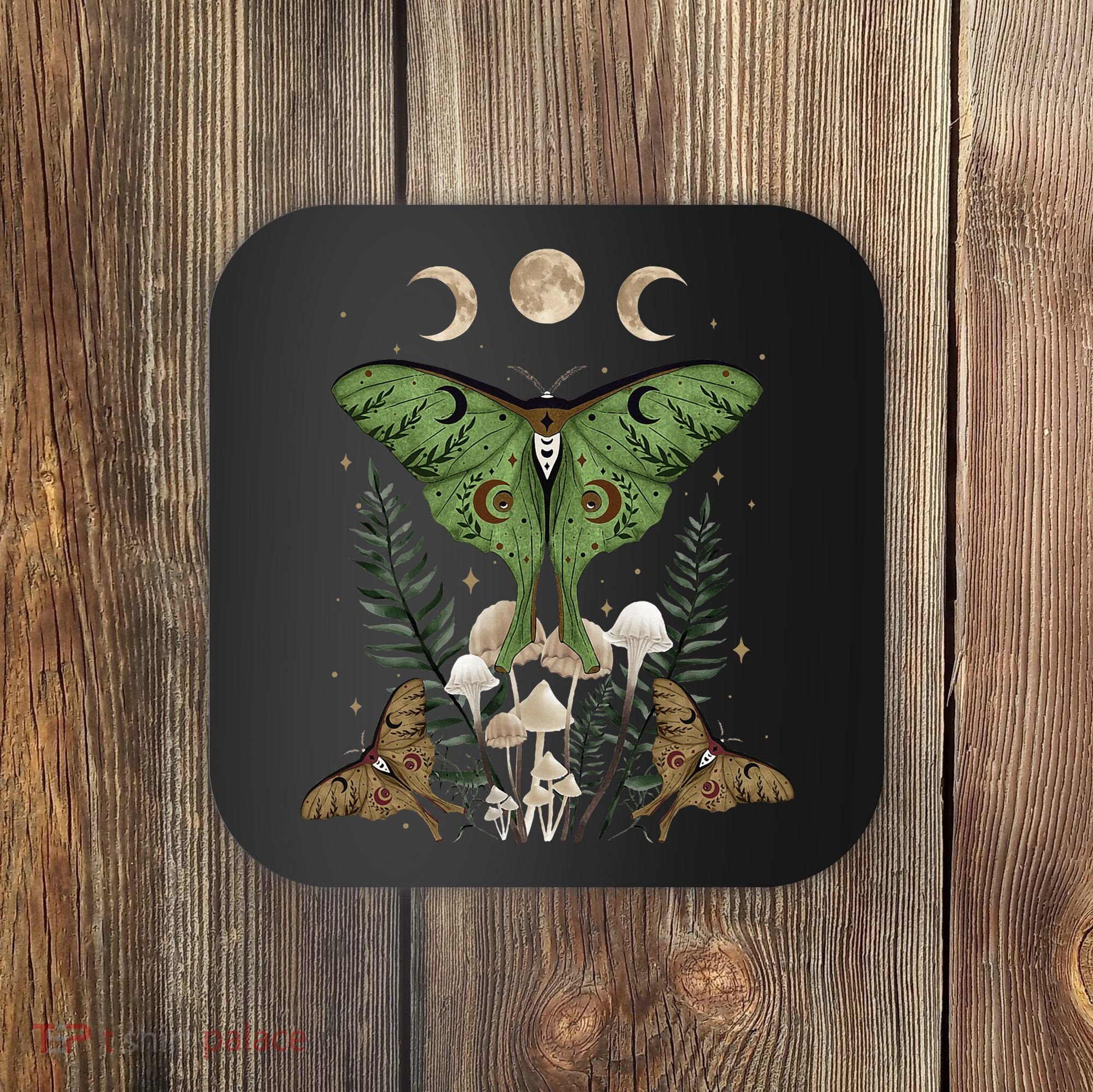 Fairy Grunge Fairycore Aesthetic Goth Luna Moth Mushroom Coaster