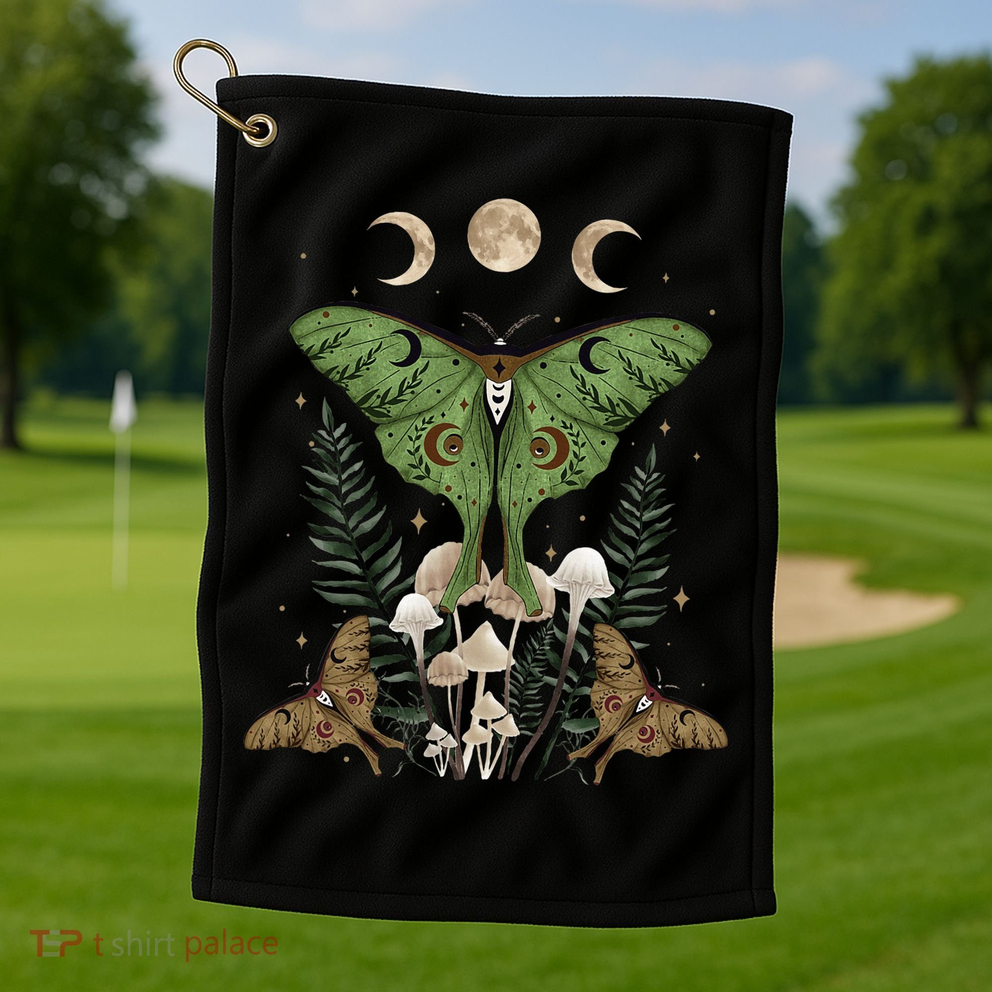 Fairy Grunge Fairycore Aesthetic Goth Luna Moth Mushroom Golf Towel