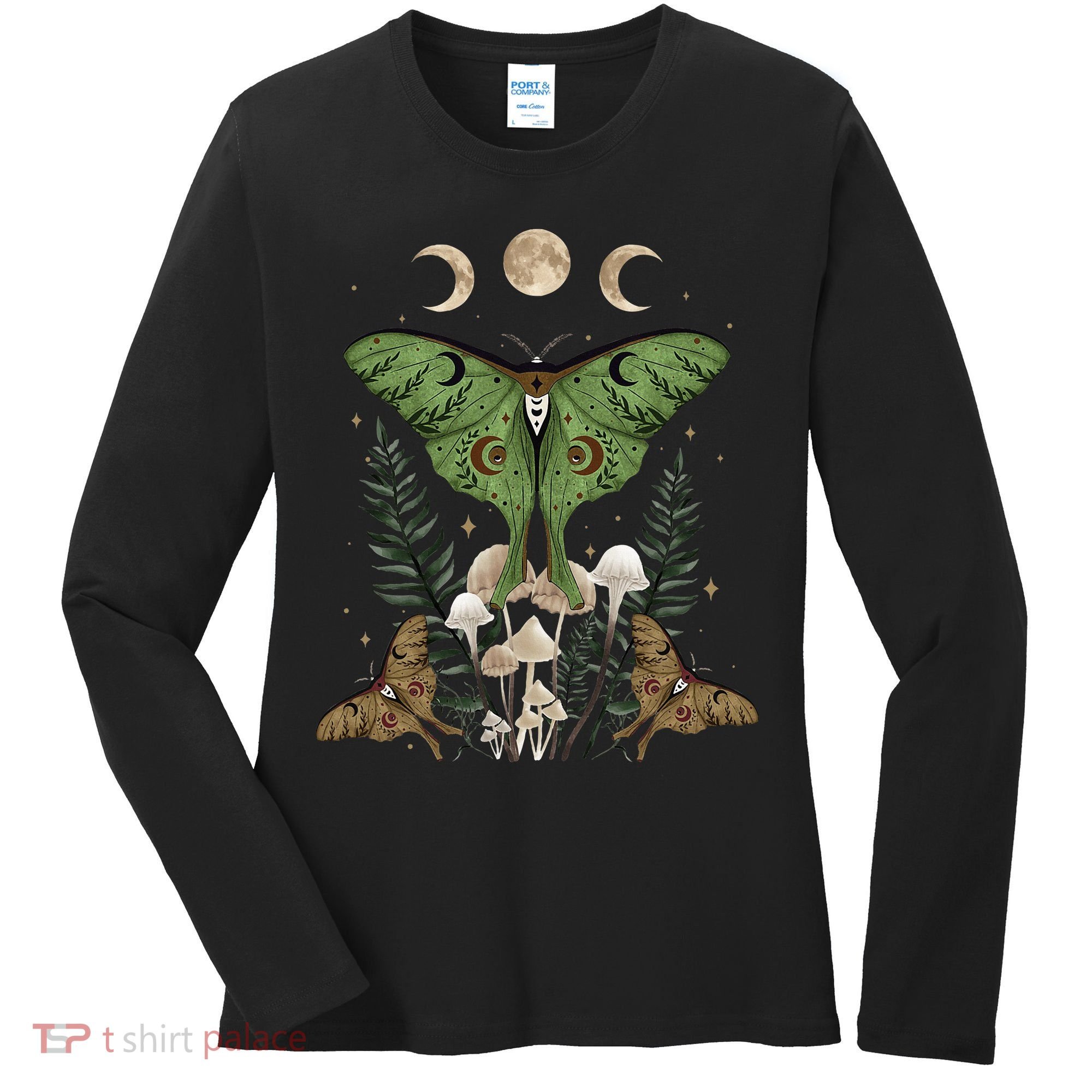 Fairy Grunge Fairycore Aesthetic Goth Luna Moth Mushroom Women's Long Sleeve Shirt