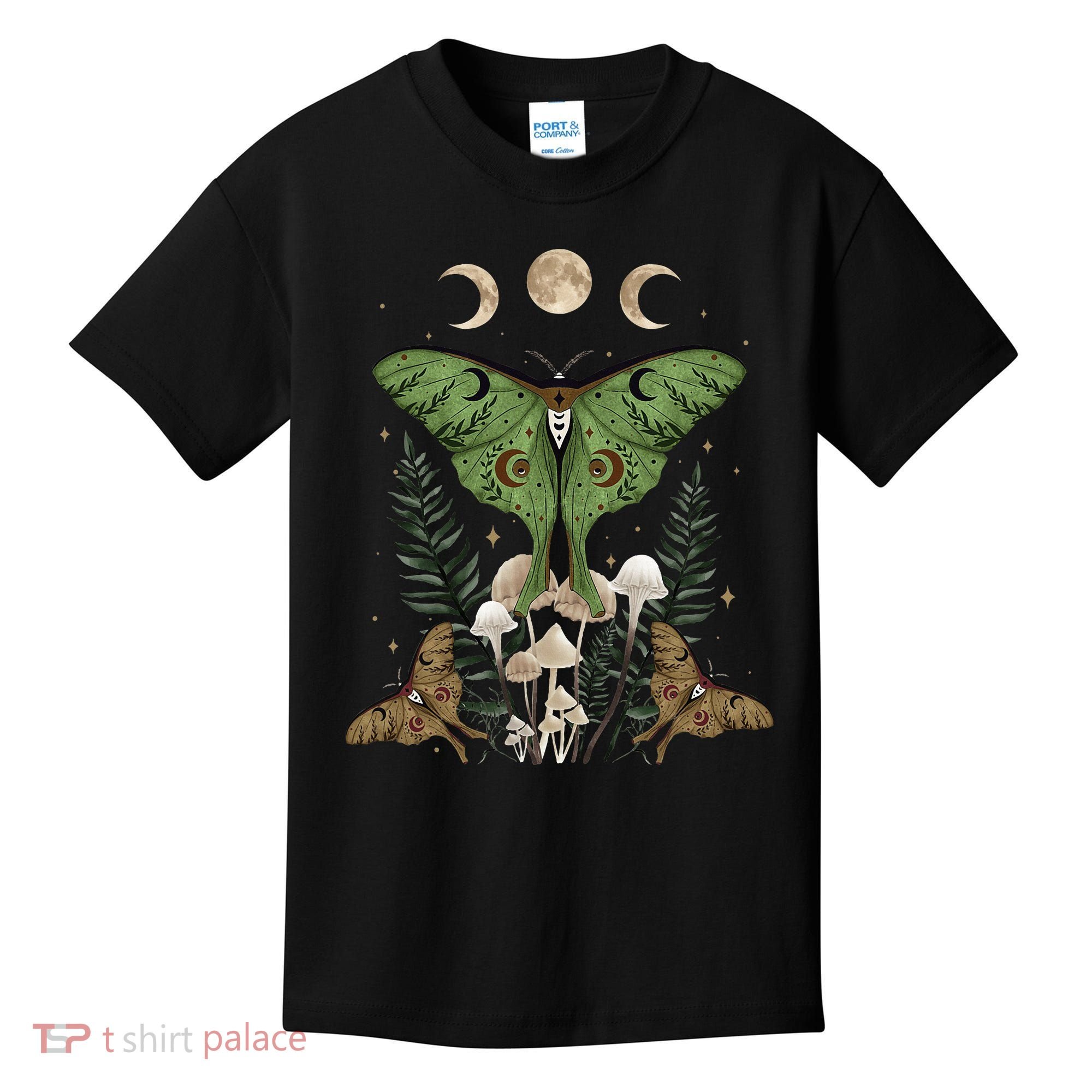 Fairy Grunge Fairycore Aesthetic Goth Luna Moth Mushroom Kids T-Shirt