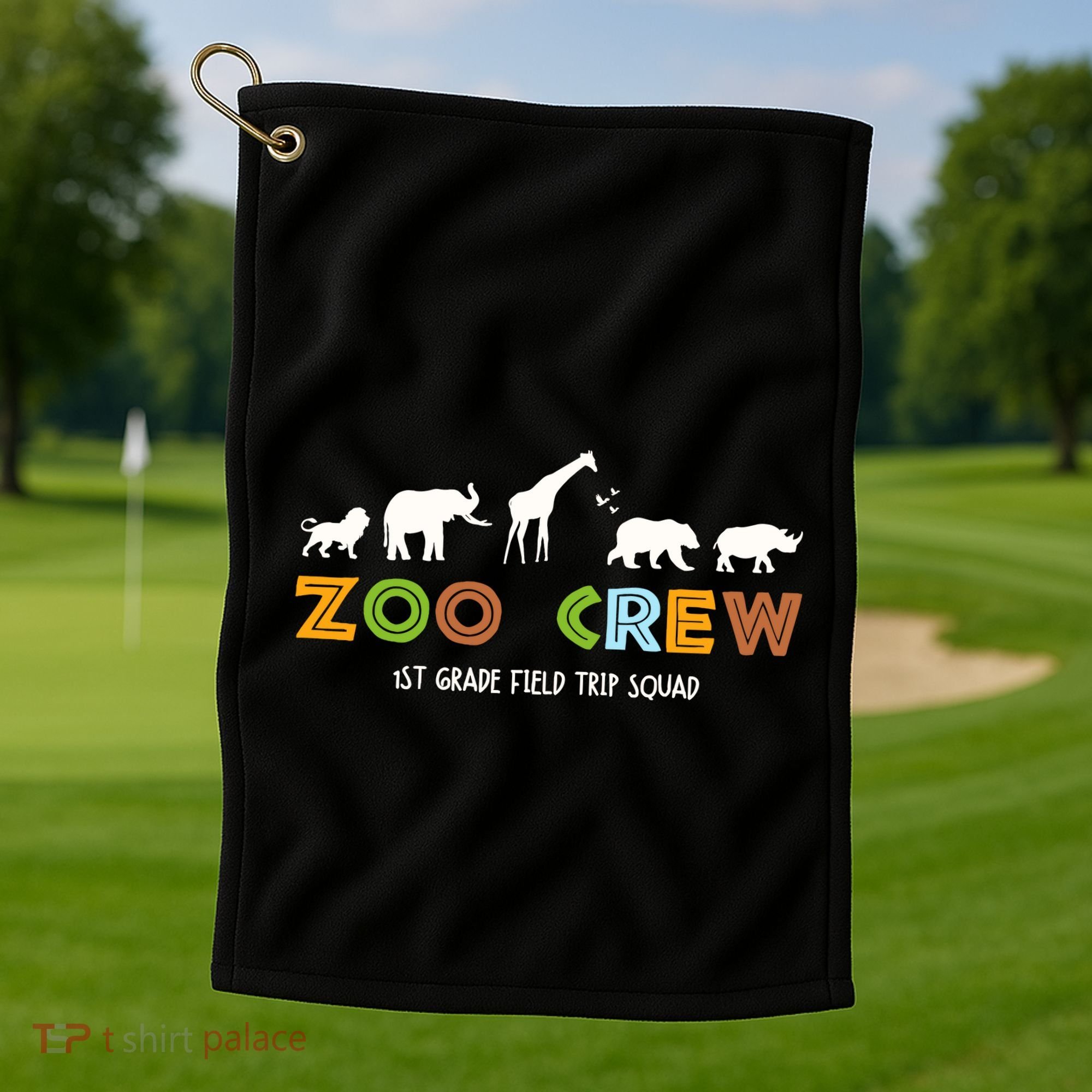 First Grade Field Trip Squad Zoo Crew Wild Animal Safari Golf Towel