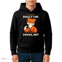 Foxes Gift For Fox Lovers I Just Really Like Foxes Ok Kids Hoodie thumb 4