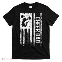 Funny Gift For Mens Cheer Dad Vintage American Flag Father Cheerleader Squad T-Shirt thumb 0