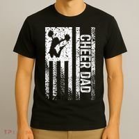 Funny Gift For Mens Cheer Dad Vintage American Flag Father Cheerleader Squad T-Shirt thumb 3