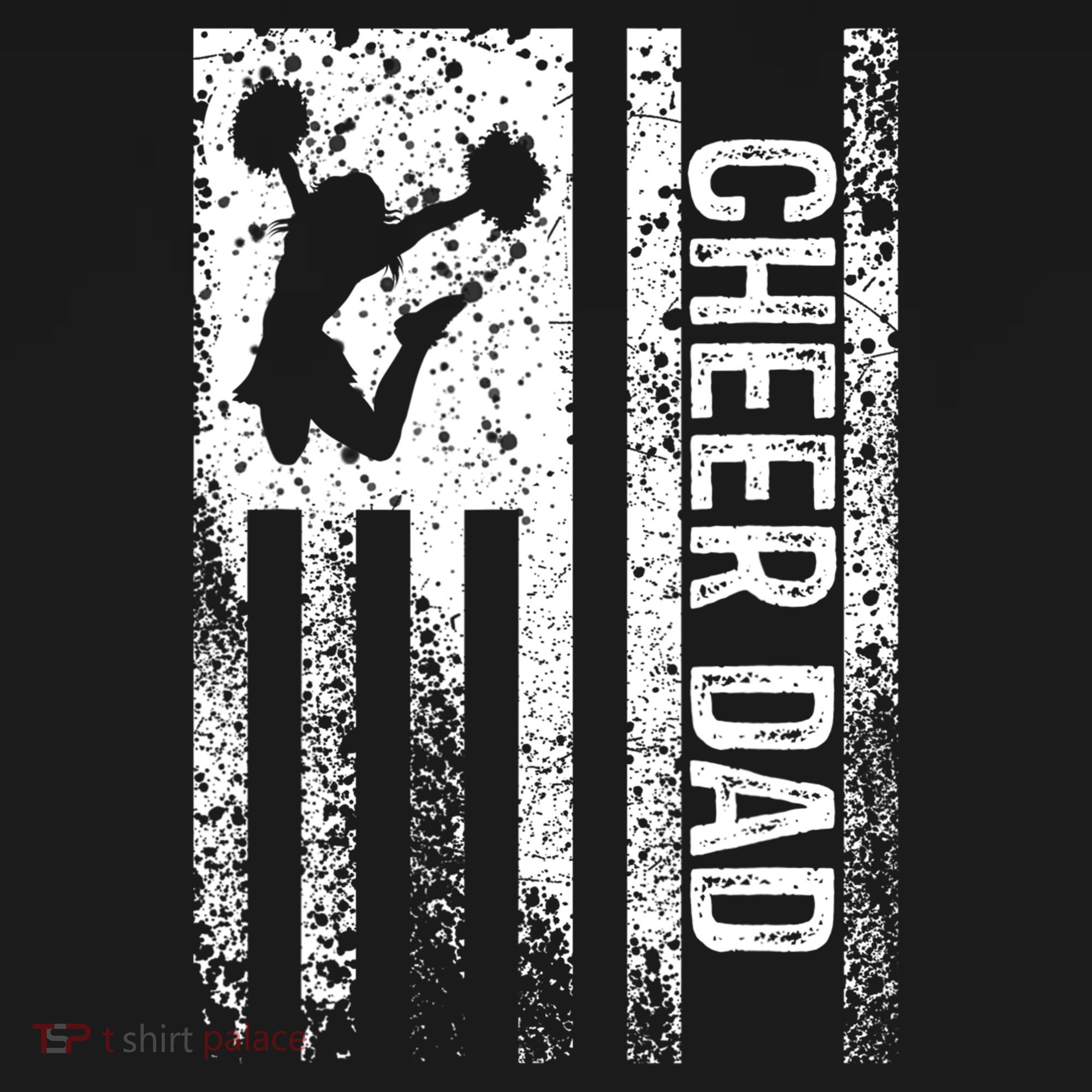 Funny Gift For Mens Cheer Dad Vintage American Flag Father Cheerleader Squad T-Shirt