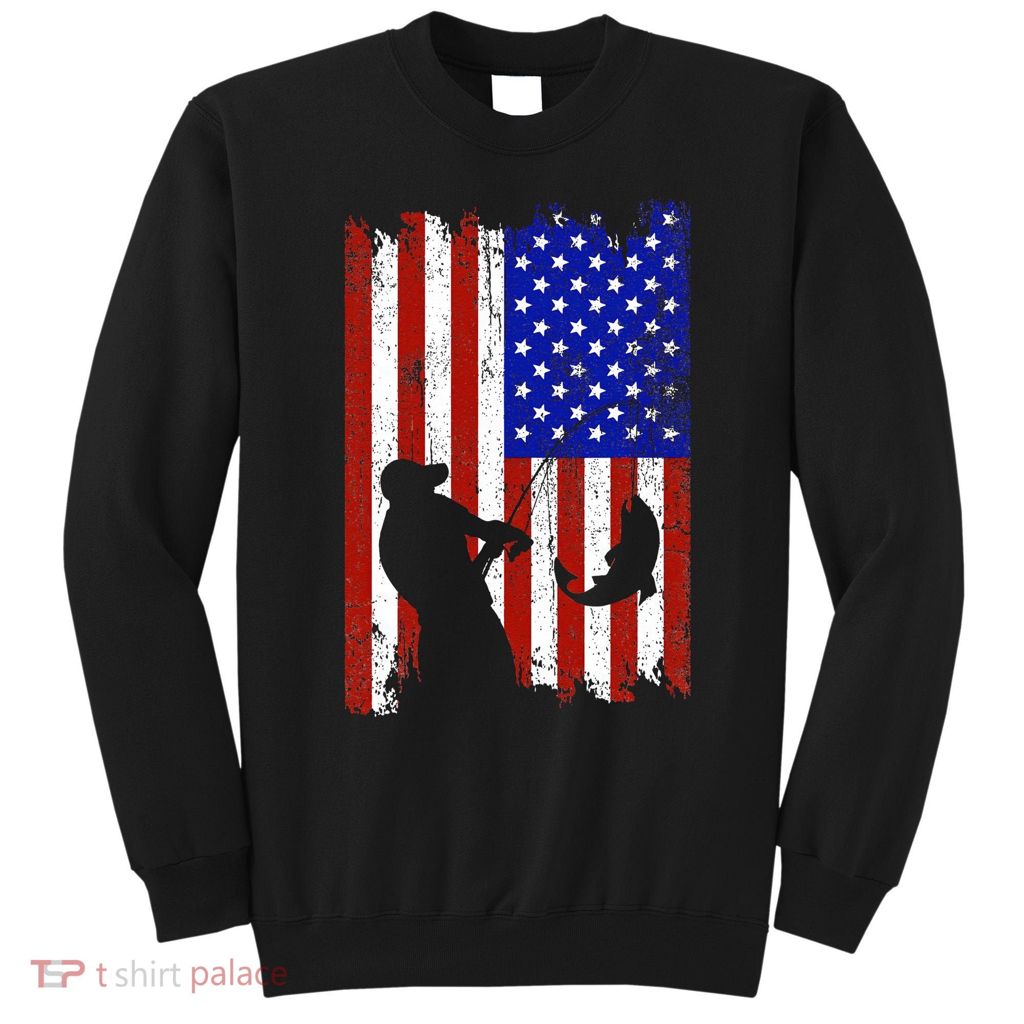 Fishing Gifts For Fisherman American Flag Sweatshirt