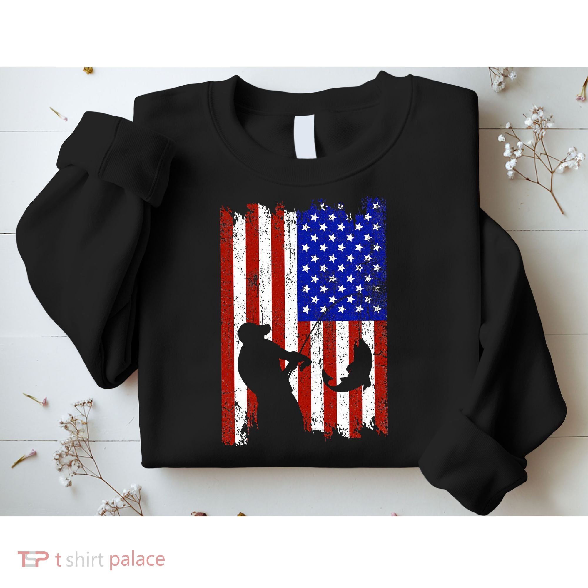 Fishing Gifts For Fisherman American Flag Sweatshirt