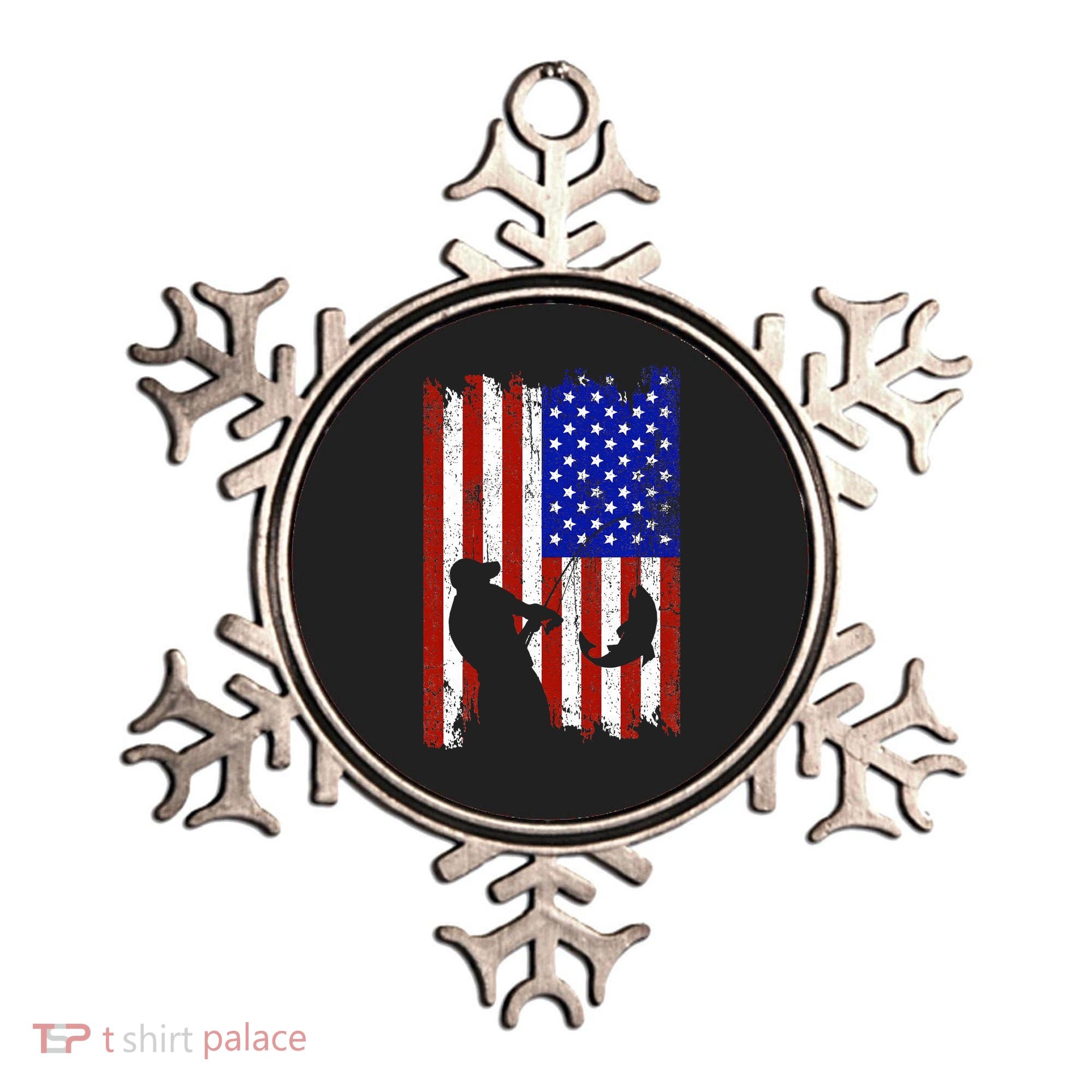 Fishing Gifts For Fisherman American Flag Ornament