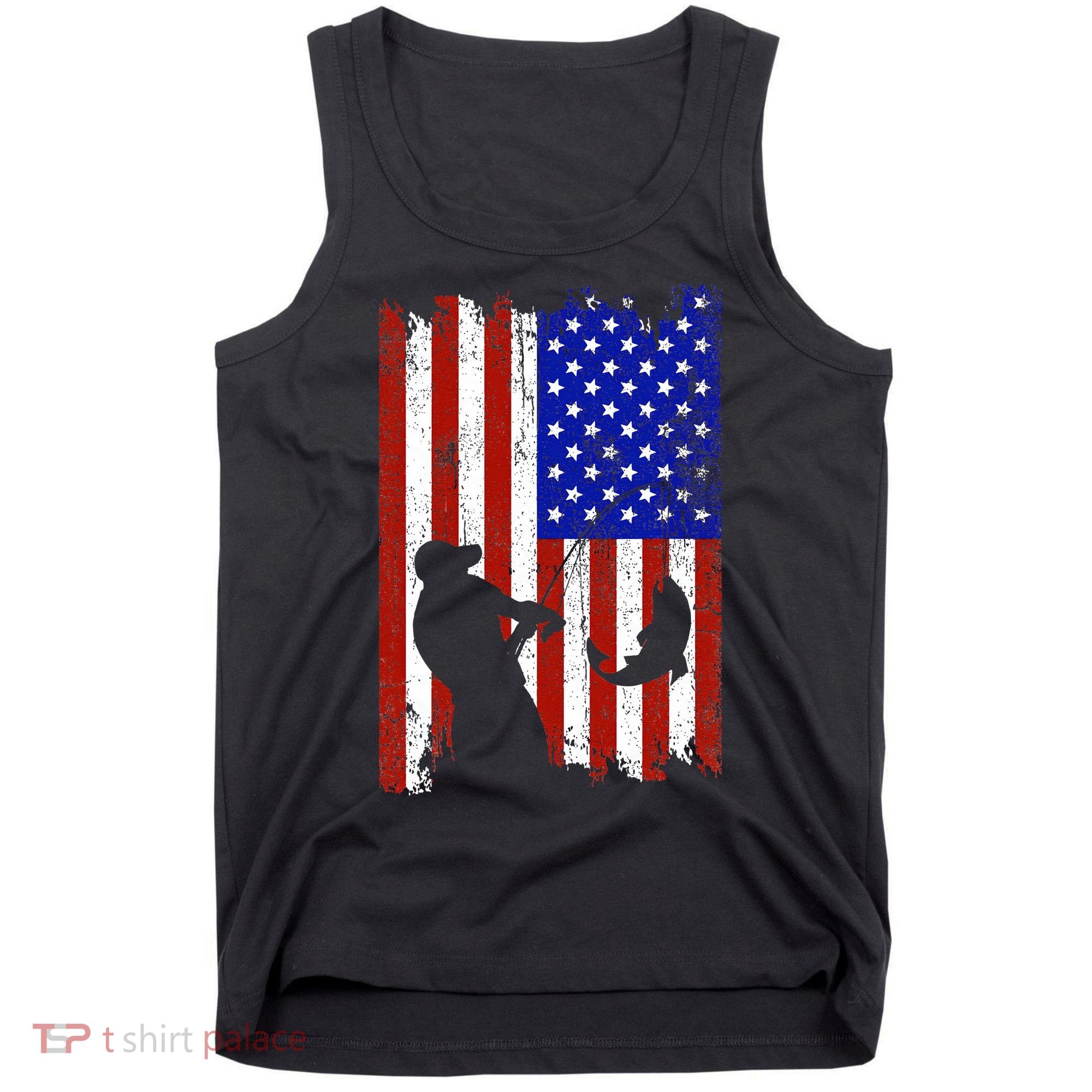 Fishing Gifts For Fisherman American Flag Tank Top