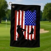 Fishing Gifts For Fisherman American Flag Golf Towel thumb 1