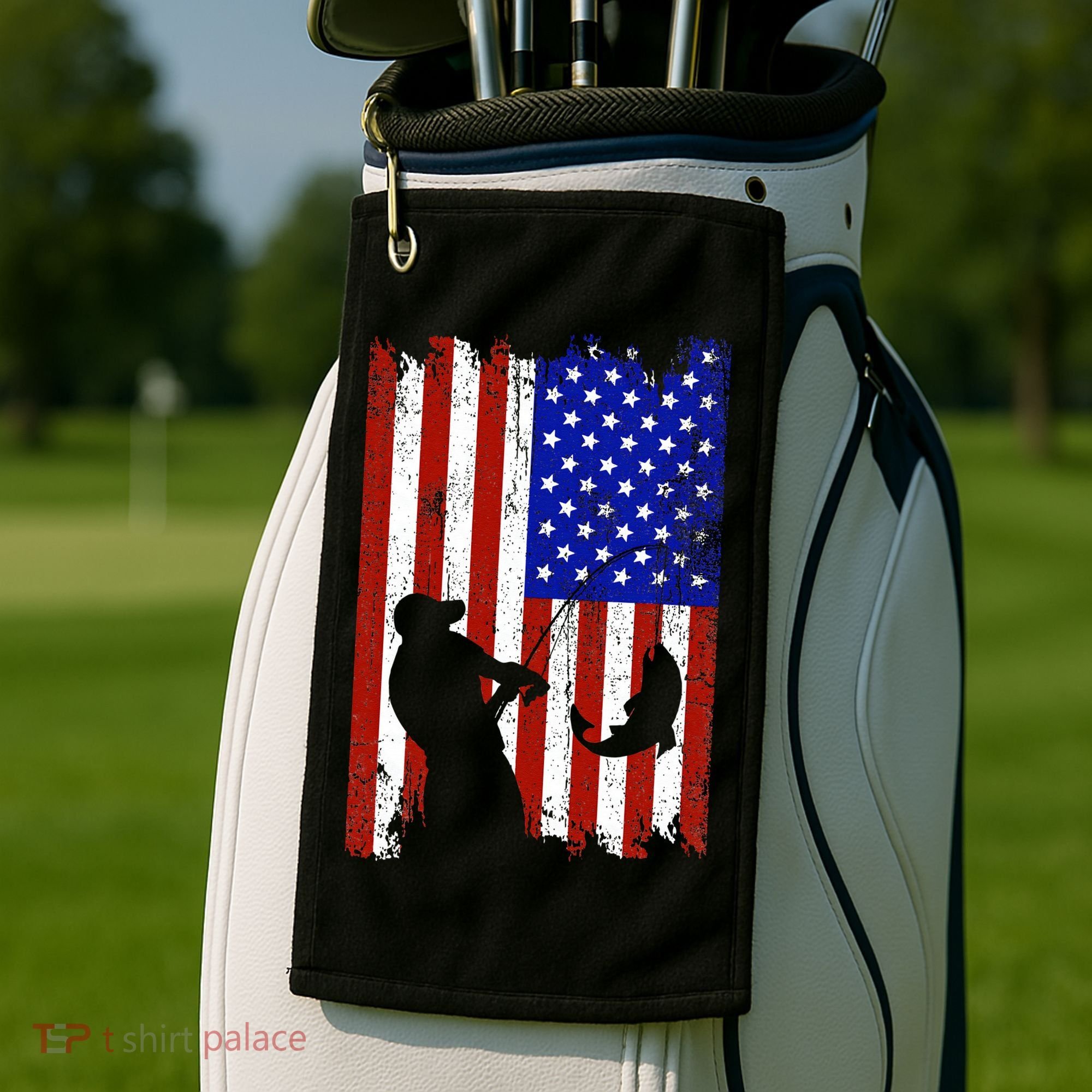 Fishing Gifts For Fisherman American Flag Golf Towel