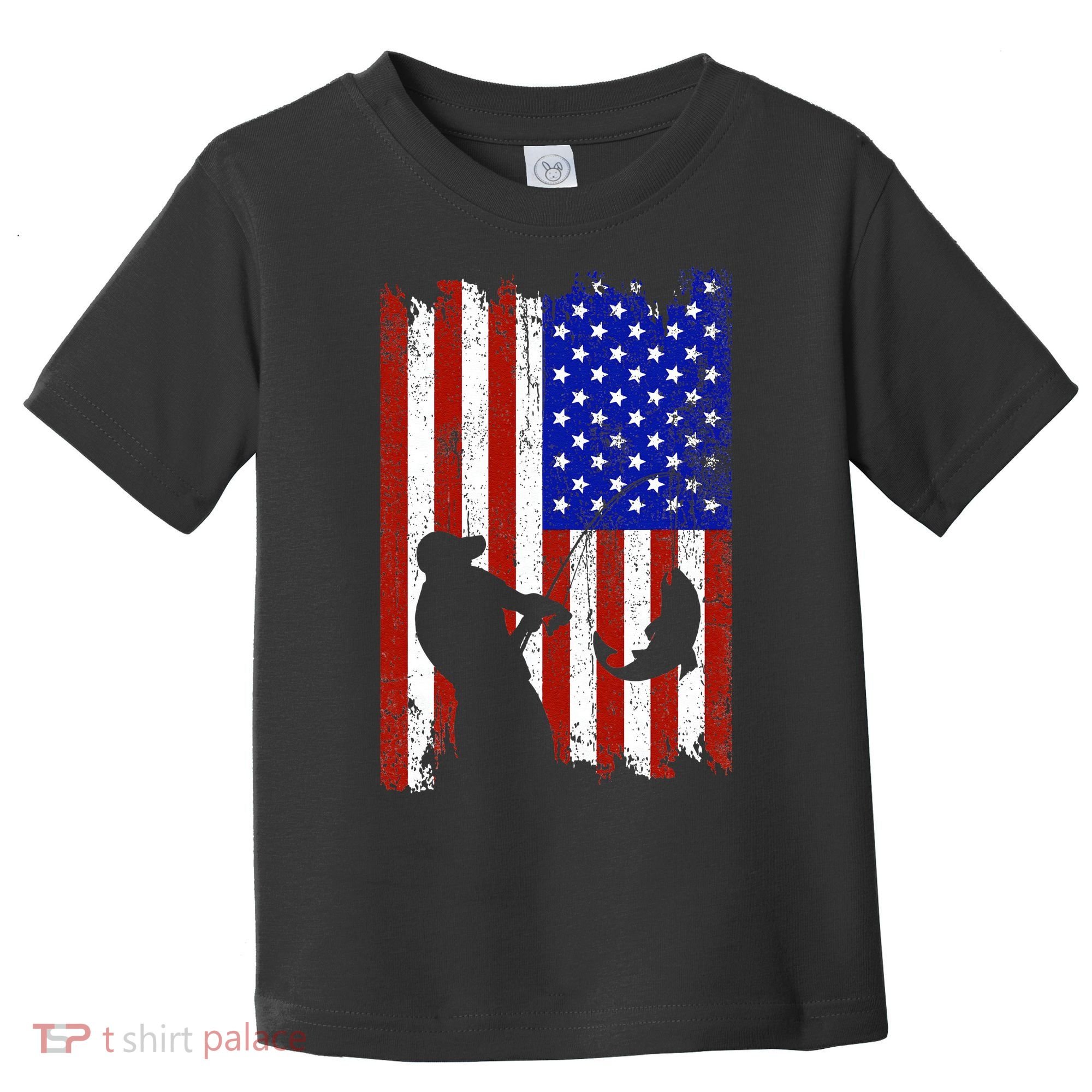 Fishing Gifts For Fisherman American Flag Toddler T-Shirt